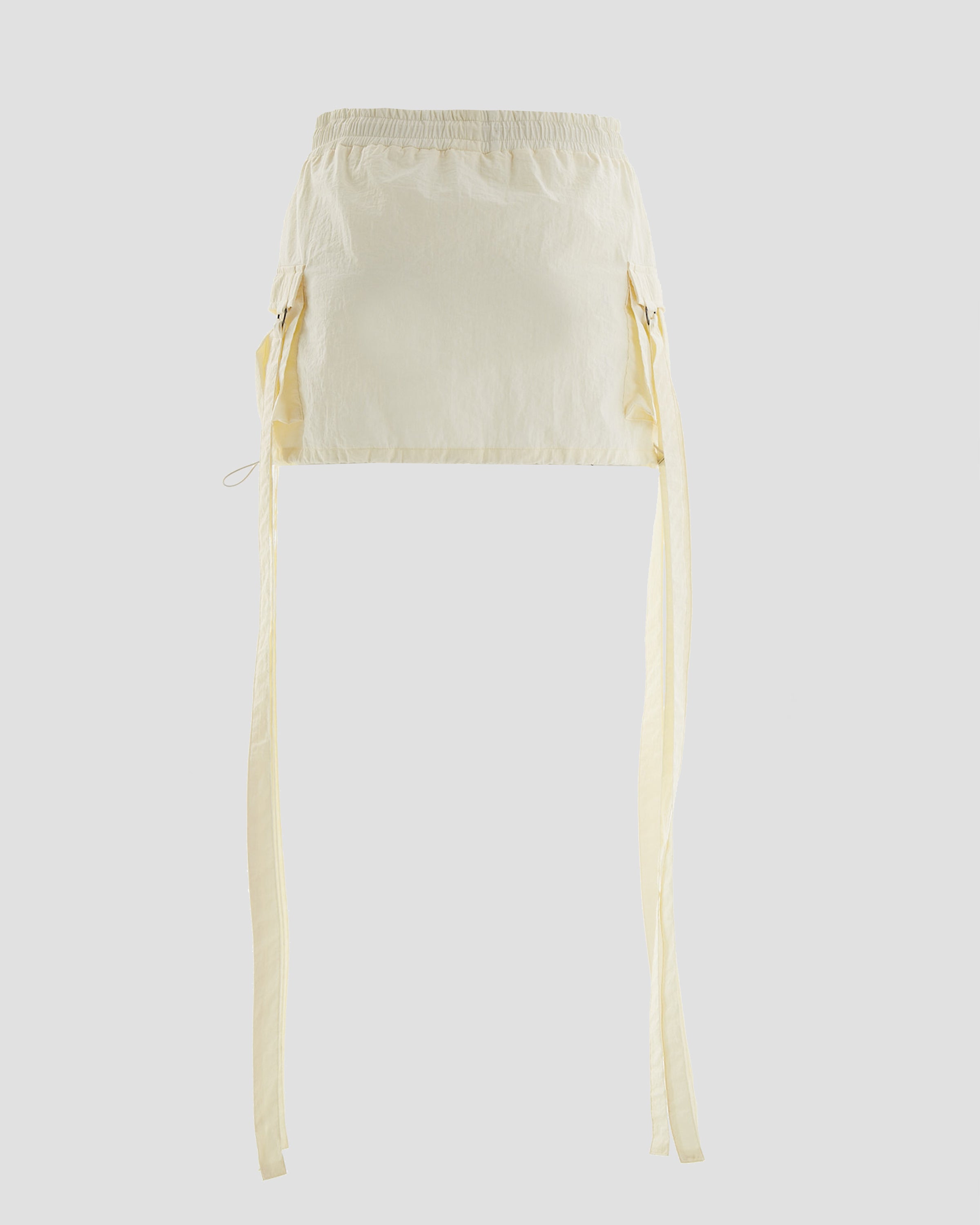 Club Kid Parachute Technical Cargo Mini Skirt in Off White
